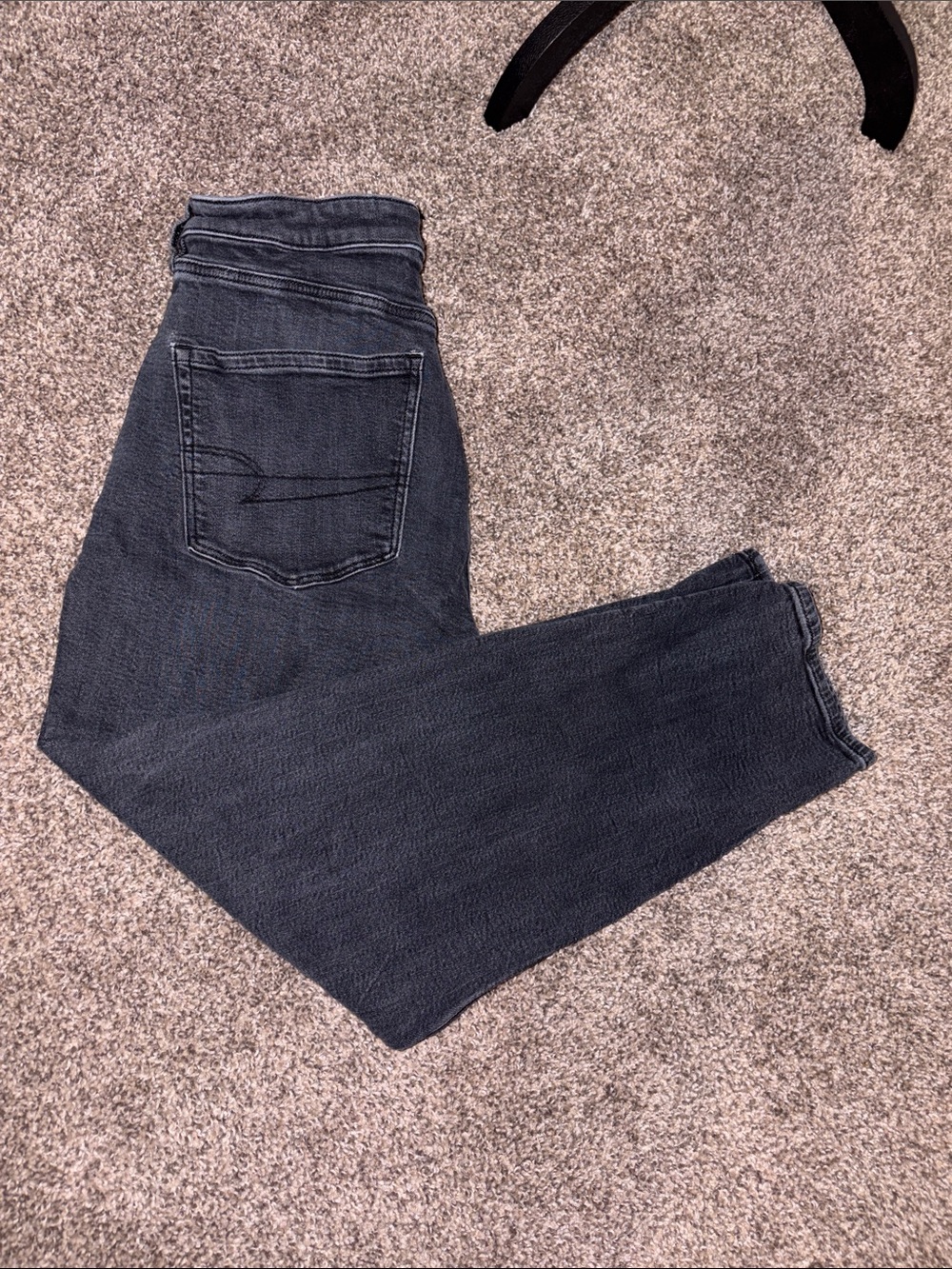American Eagle Outfitters Women's Charcoal Gray Straight-Leg Jeans